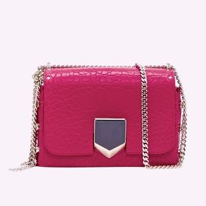 🛍️  Jimmy Choo Lockett Petite Fuschia Pink Grainy Leather Buckle Shoulder Bag